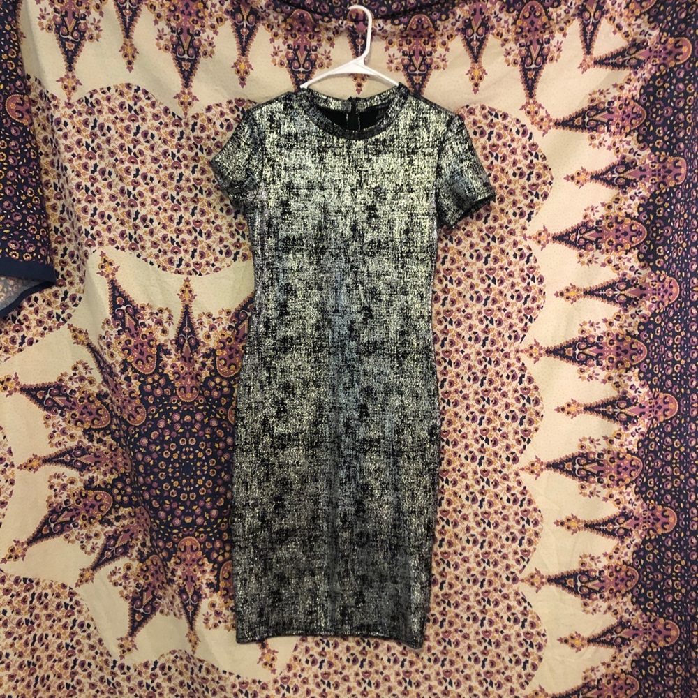 Black and Silver High Neck Dress